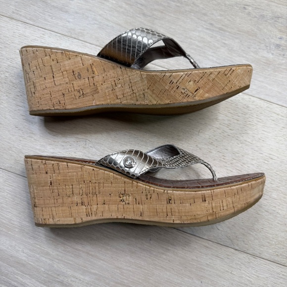 San Edelman Silver Wedge Sandals - Picture 1 of 7